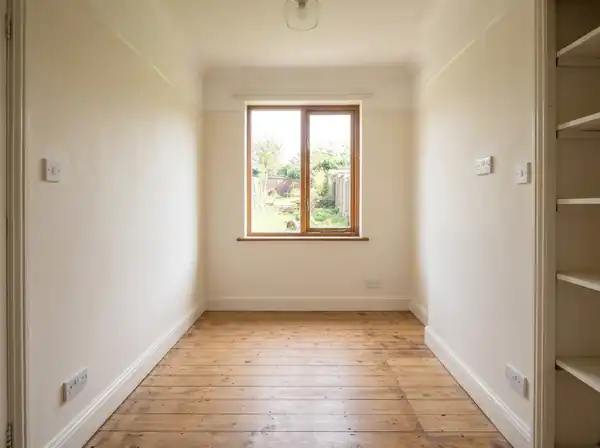 Pokoj před výmalbou s bílými stěnami